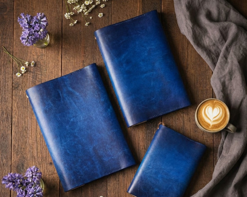 ゆらめく水面 深海ブルー）選べる糸色 様々な本サイズに対応した万能な