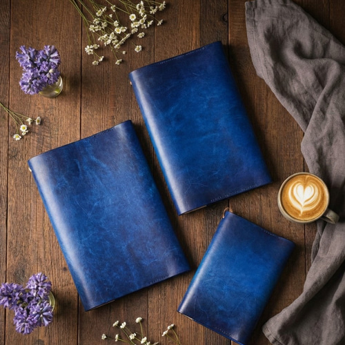 ゆらめく水面 深海ブルー）選べる糸色 様々な本サイズに対応した万能な