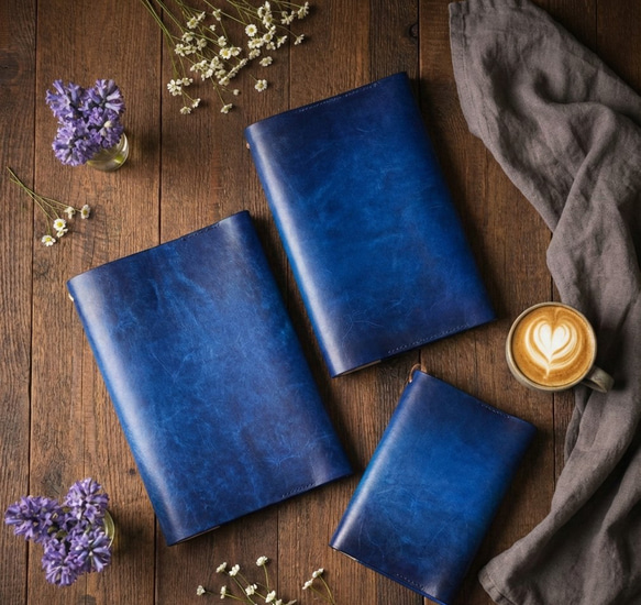 ゆらめく水面 深海ブルー）選べる糸色 様々な本サイズに対応した万能な