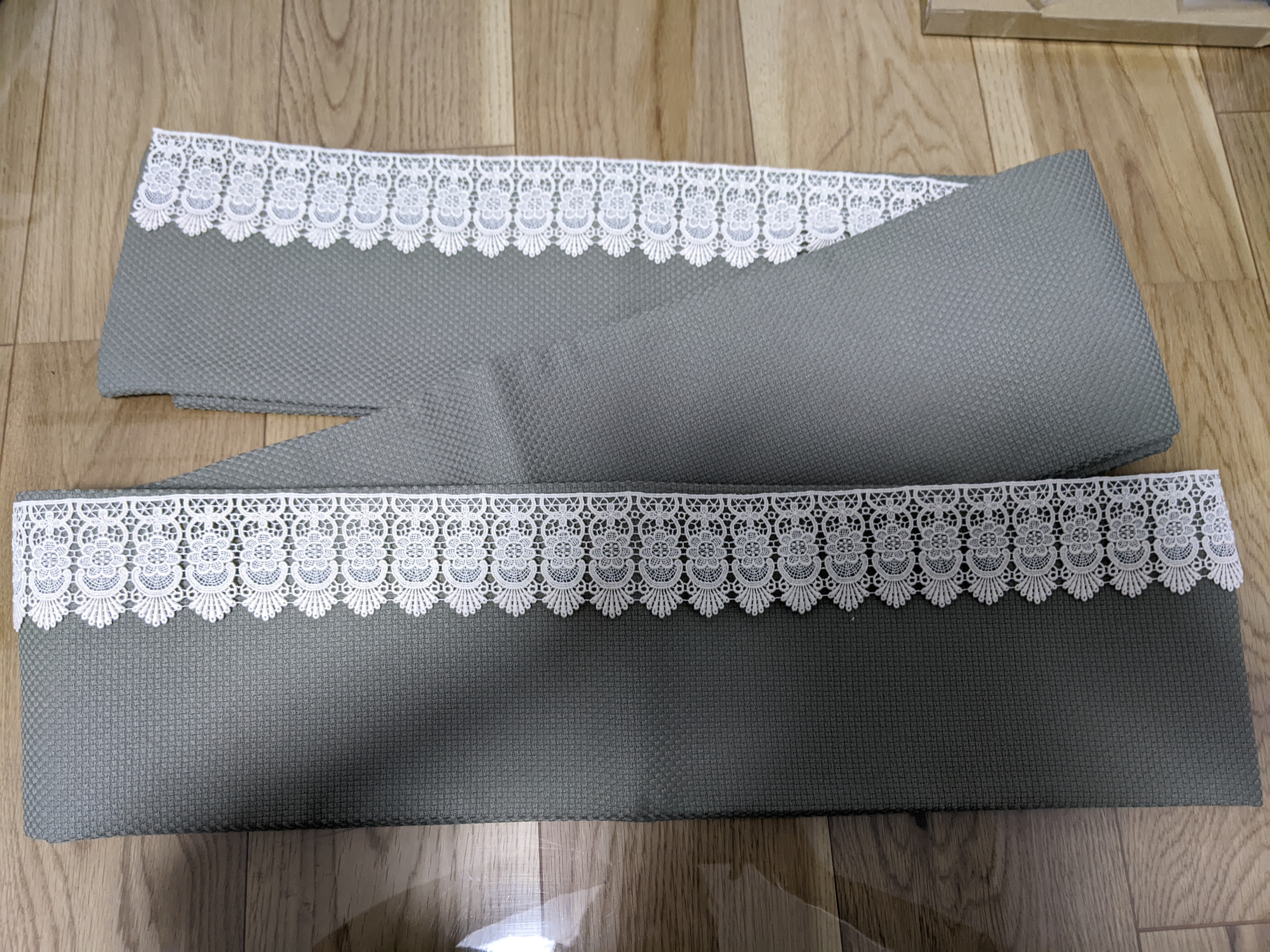 コットンレース柄　半幅帯【在庫限り】