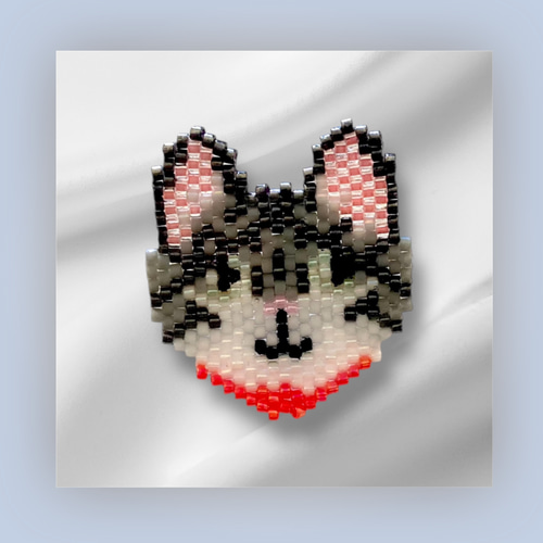 デリカビーズ織りブローチ 猫ちゃんモチーフ ブローチ hiro-asu 通販