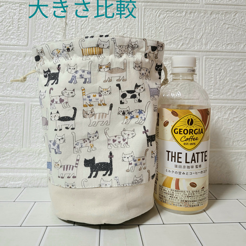 Cats ❁ハンドメイドになります❁ w＋巾着 アップリケポーチ