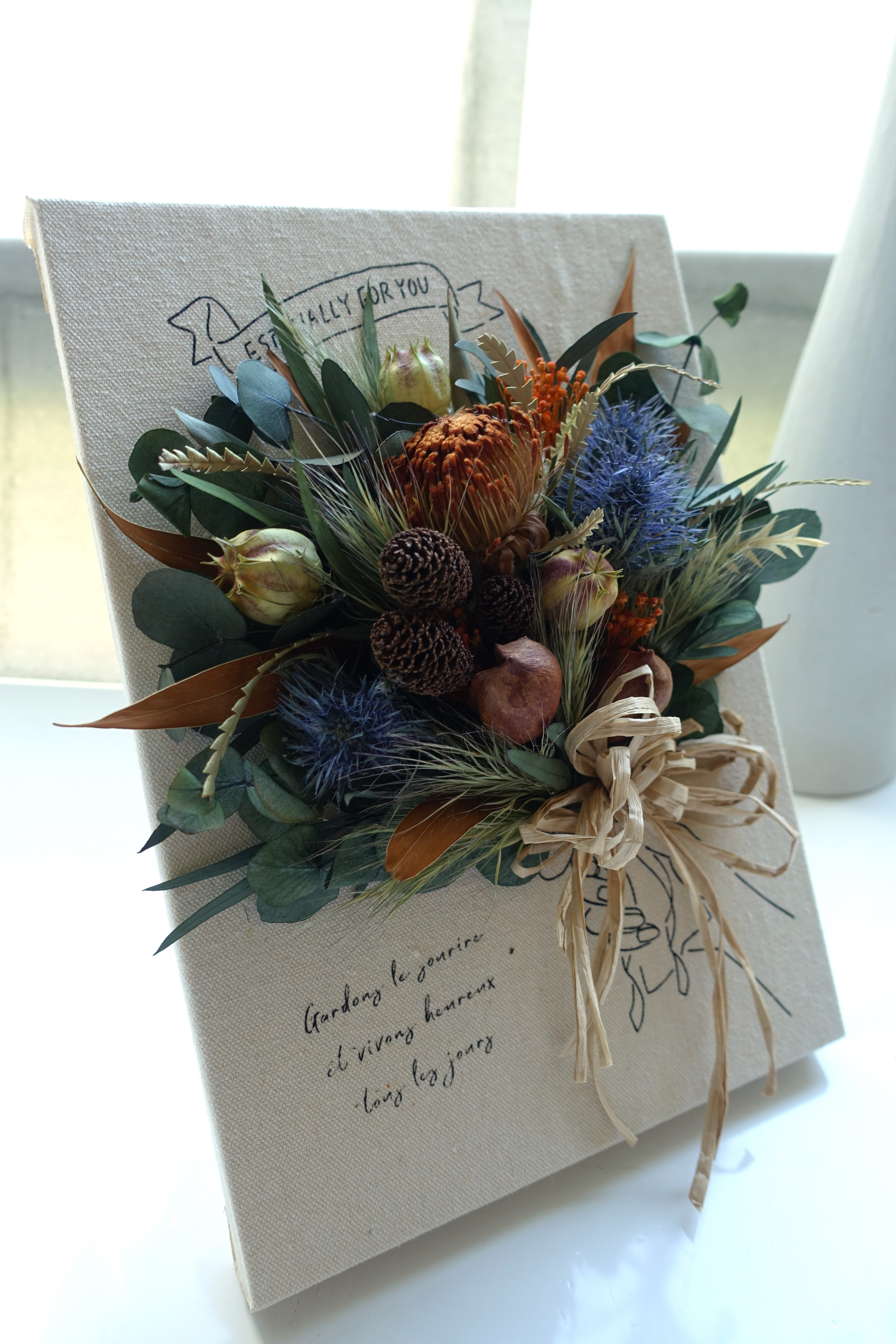 キャンバスフラワー　＜ユーカリ・実物＞プリザーブド＆ドライフラワー