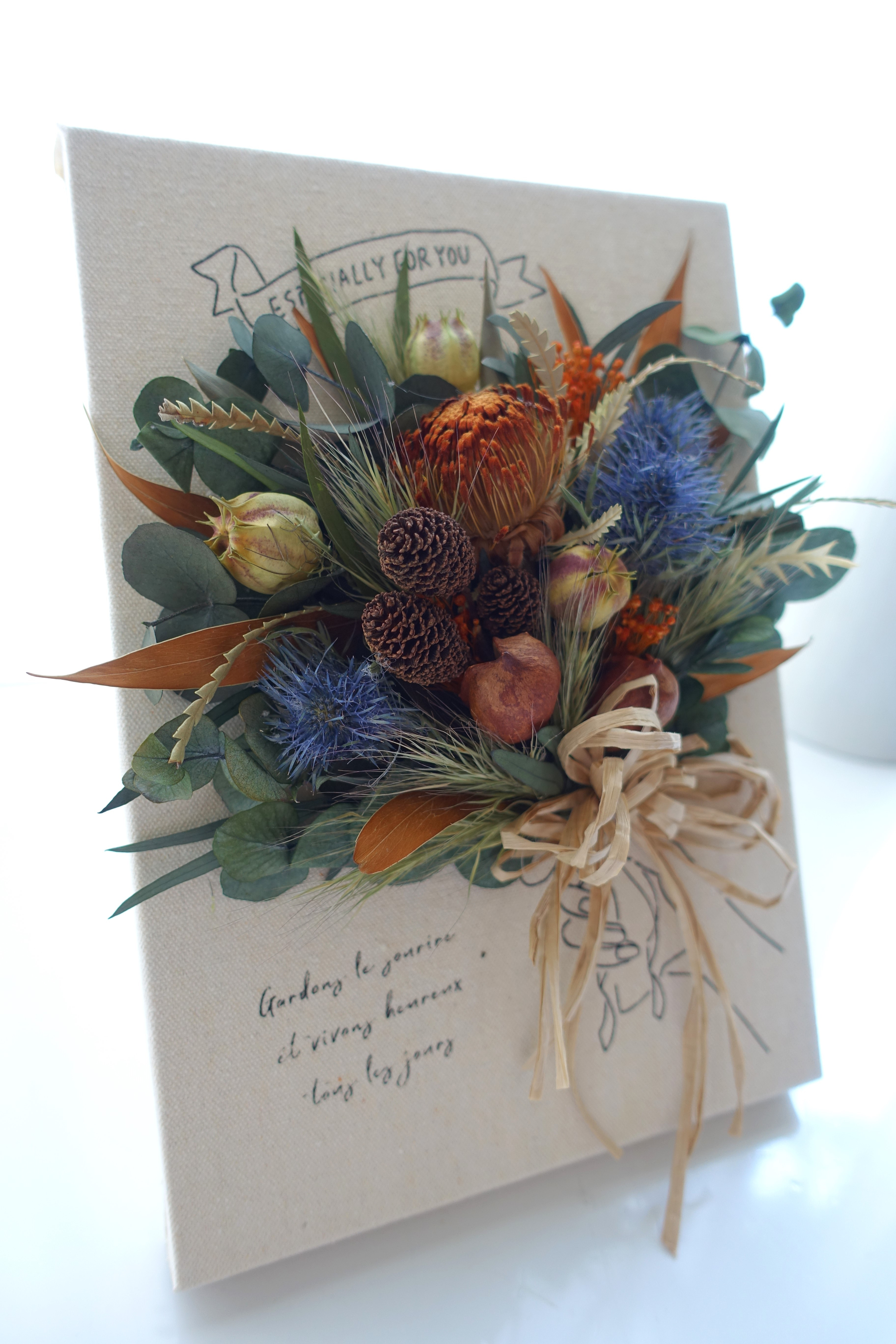 キャンバスフラワー　＜ユーカリ・実物＞プリザーブド＆ドライフラワー