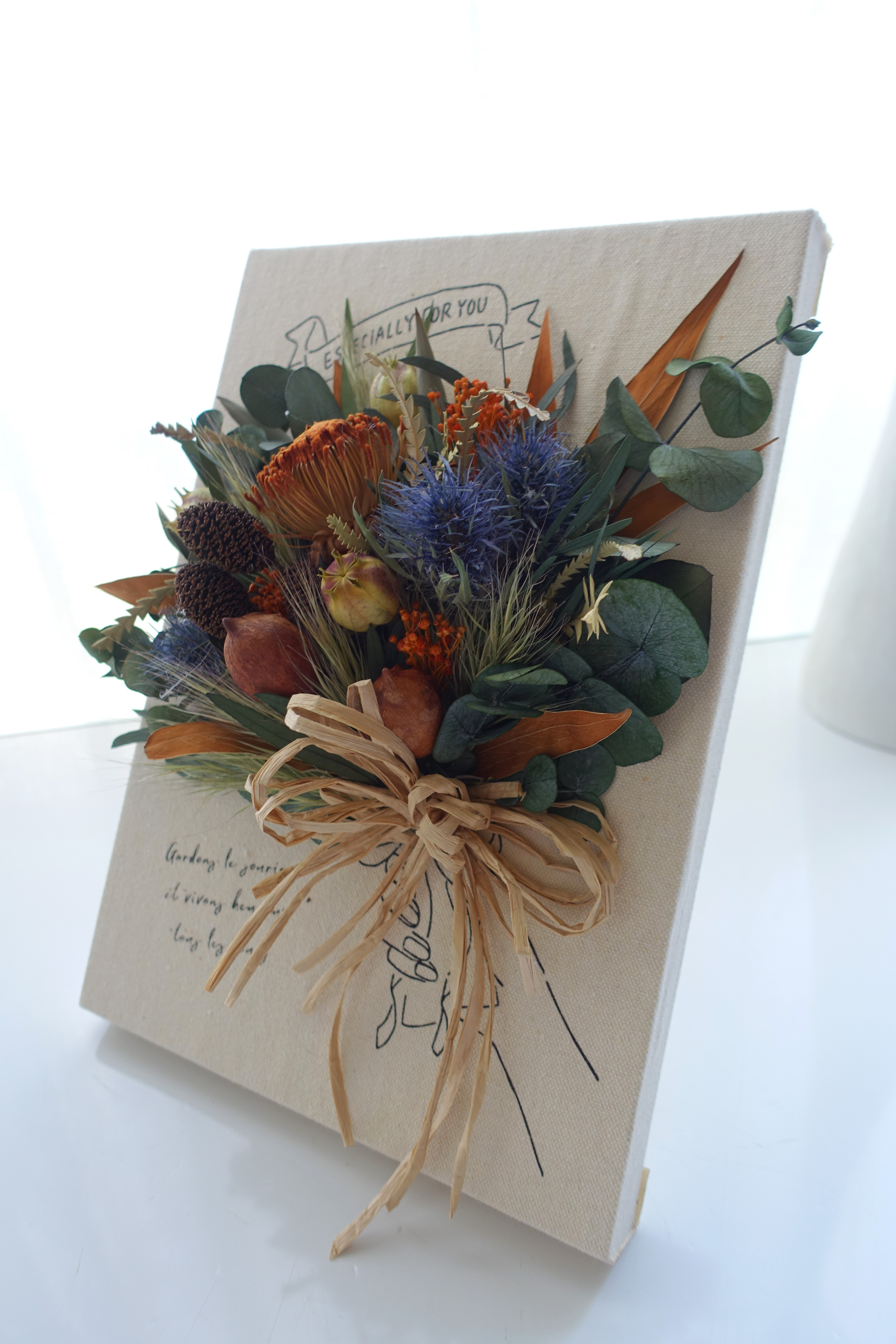 キャンバスフラワー　＜ユーカリ・実物＞プリザーブド＆ドライフラワー