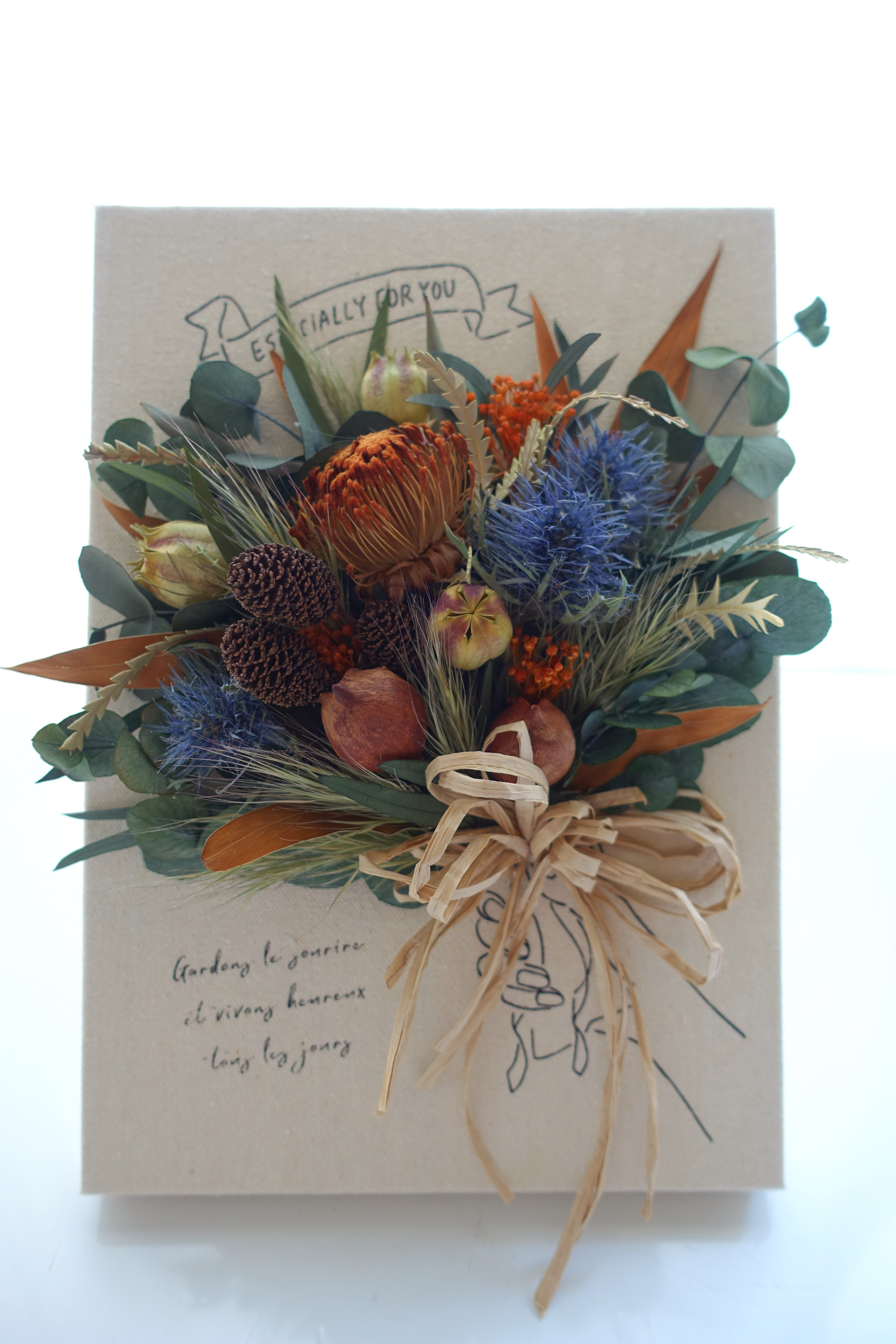 キャンバスフラワー　＜ユーカリ・実物＞プリザーブド＆ドライフラワー