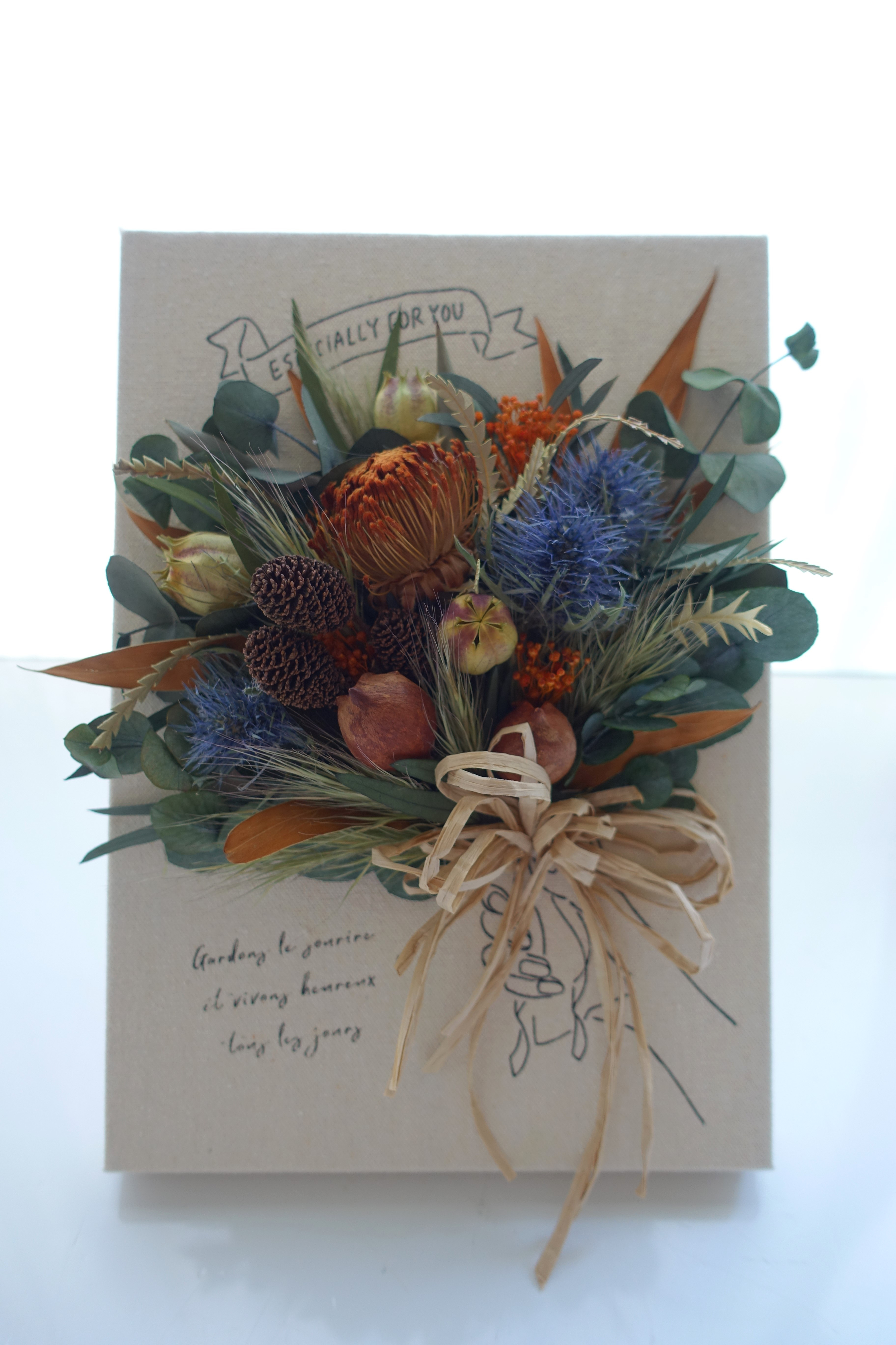 キャンバスフラワー　＜ユーカリ・実物＞プリザーブド＆ドライフラワー