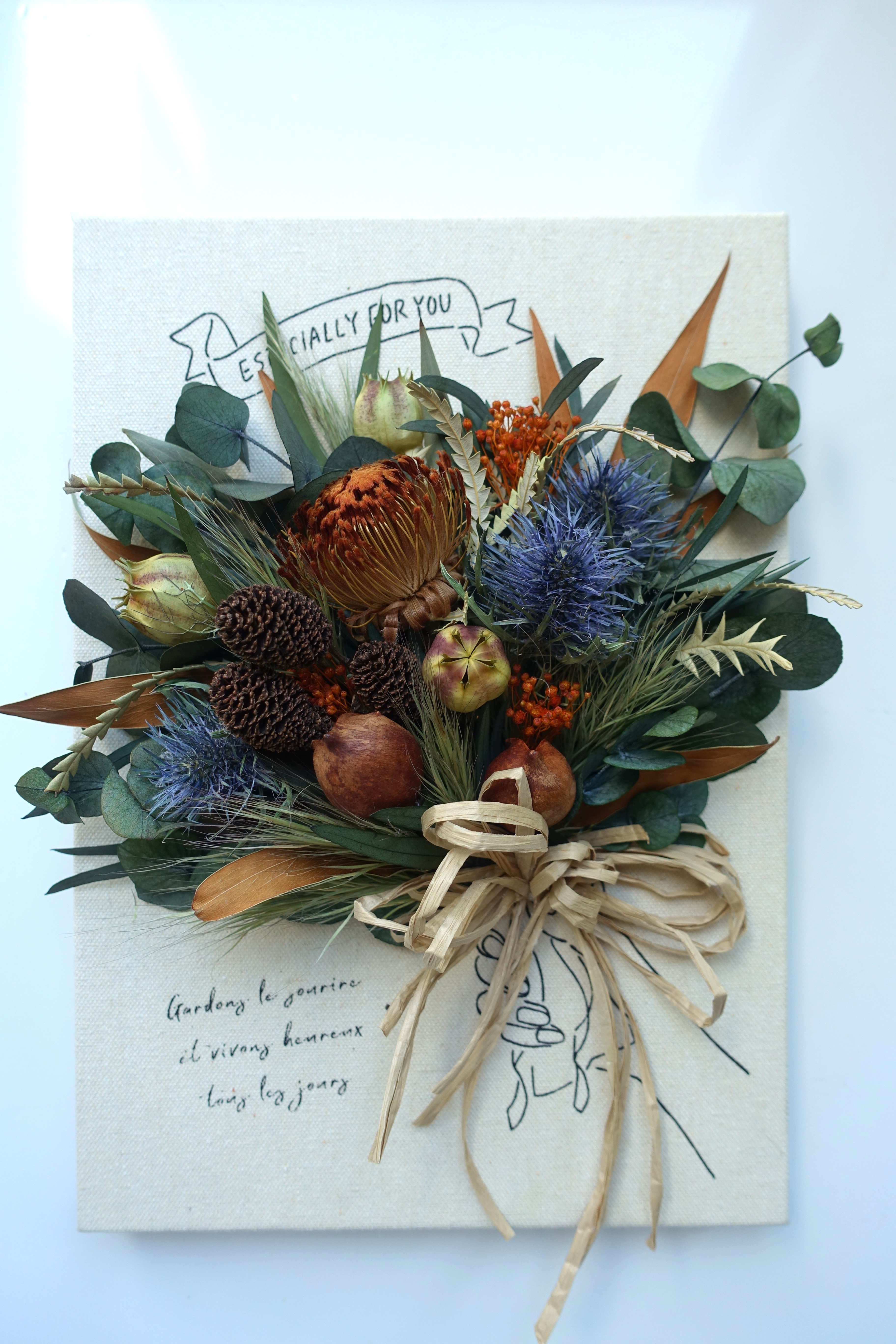 キャンバスフラワー　＜ユーカリ・実物＞プリザーブド＆ドライフラワー 4,100円