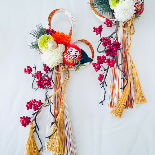 ダルマ　正月飾り　ハンドメイド お正月飾り ハンドメイド だるま どんぐりアート 木の実 - メルカリ