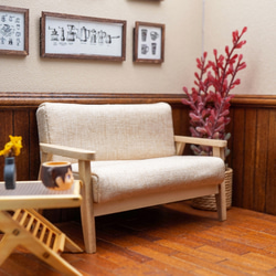 1/12 ミニチュアソファ 二人掛け ベージュ その他置物 kuma's market