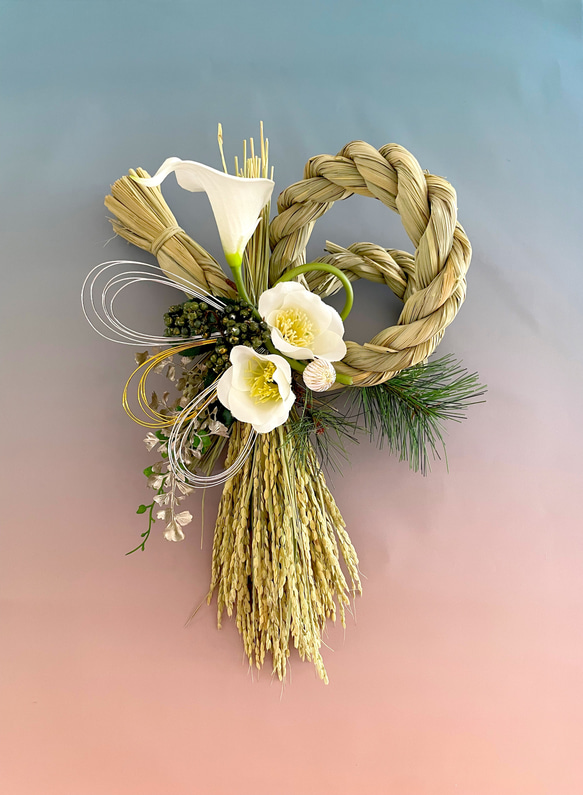 2026年早割り＊新作しめ縄飾り＊椿とカラーで祝う自然に馴染む新年