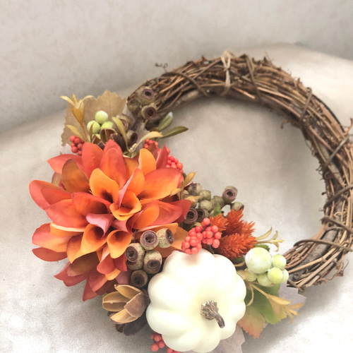 かぼちゃリース 秋敬老の日 ハロウィン アーティフィシャルフラワー