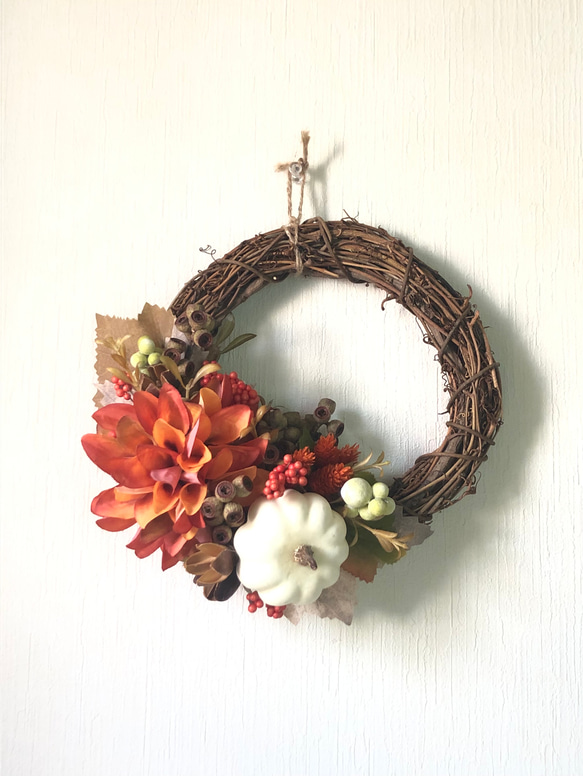 かぼちゃリース 秋敬老の日 ハロウィン アーティフィシャルフラワー