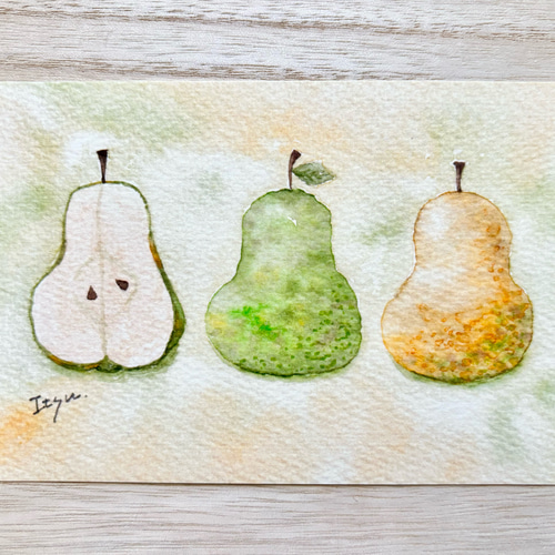 絵画★原画（1点限り）「熟れた洋梨」（アクリル水彩画 2021年11月11日作） 絵画☆原画（1点限り）「熟れた洋梨」（アクリル水彩画 2021年11