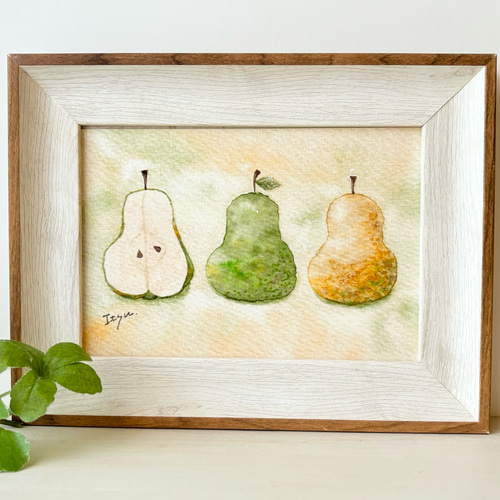 洋梨　絵画 透明水彩画 A4ポスター「ラ・フランス」北欧イラストポスター 洋梨 梨