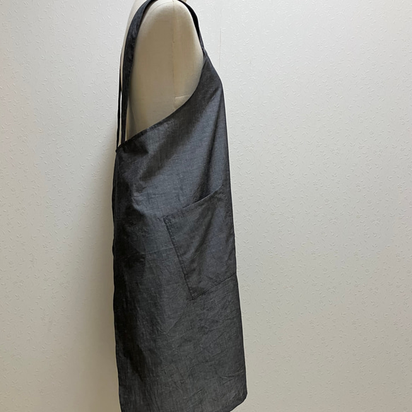 かぶるだけエプロン☆サラッとした綿麻生地（グレー） 4枚目の画像
