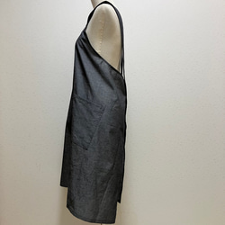 かぶるだけエプロン☆サラッとした綿麻生地（グレー） 3枚目の画像