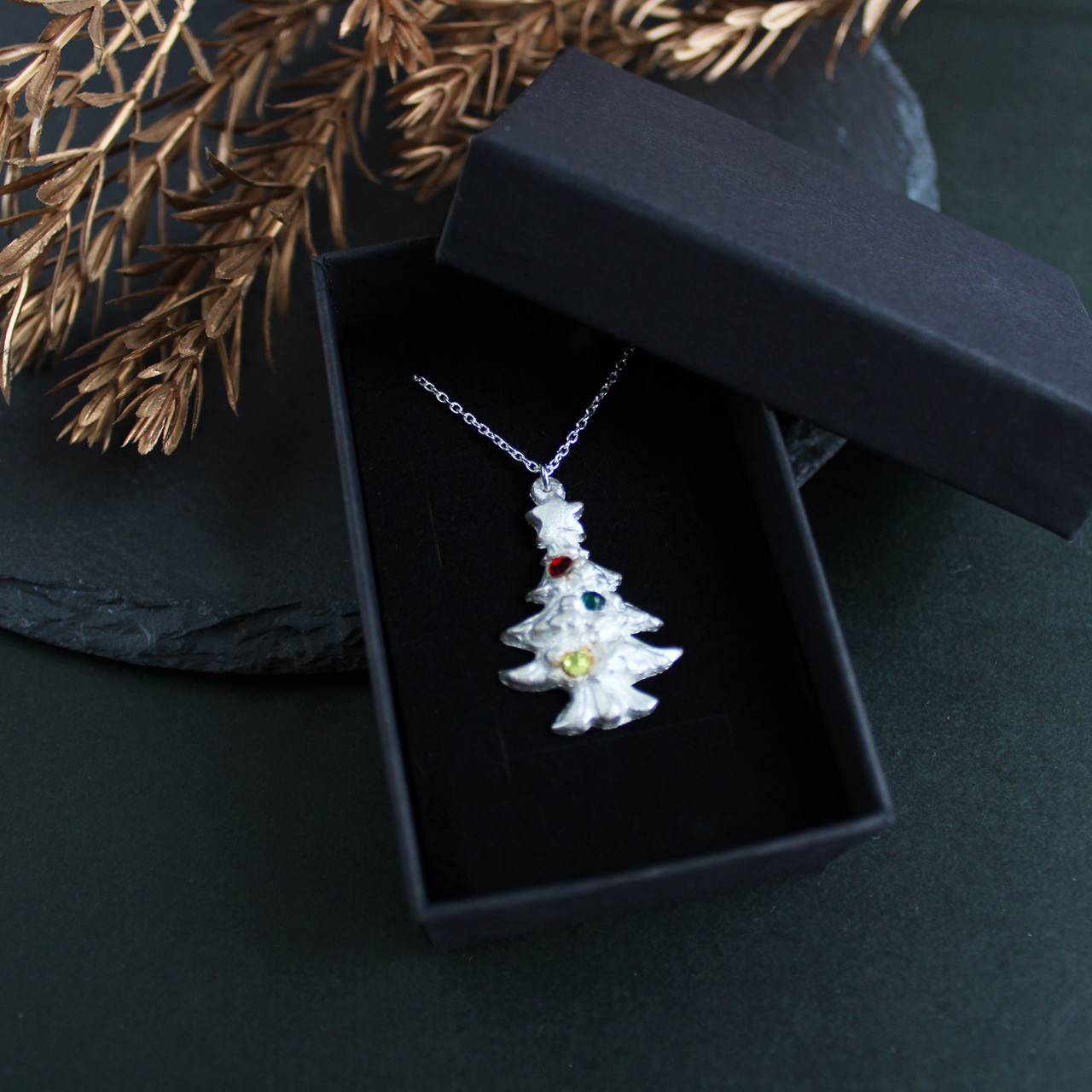 純銀のモミの木ネックレス（純度99.96％）Xmas☆チェーン：シルバー925 Creema限定
