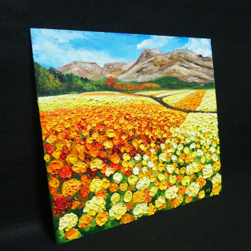 油絵 油彩 油彩画 絵画【くじゅう花公園とマリーゴールド】 油絵 油彩 油彩画 絵画【くじゅう花公園とマリーゴールド】 絵画