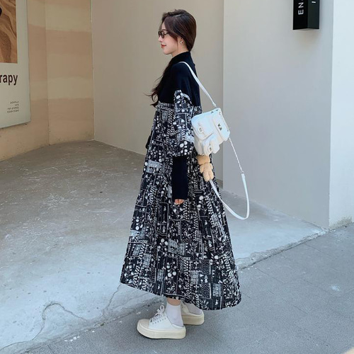 異素材 ワンピース 大きいサイズ レディース 秋冬 ロング 春 異素材 ワンピース 大きいサイズ レディース 秋冬 ロング 春