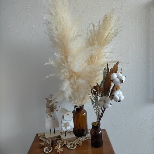 フラワーモビール(パンパスグラス&クヌギ) /ドライフラワーリース