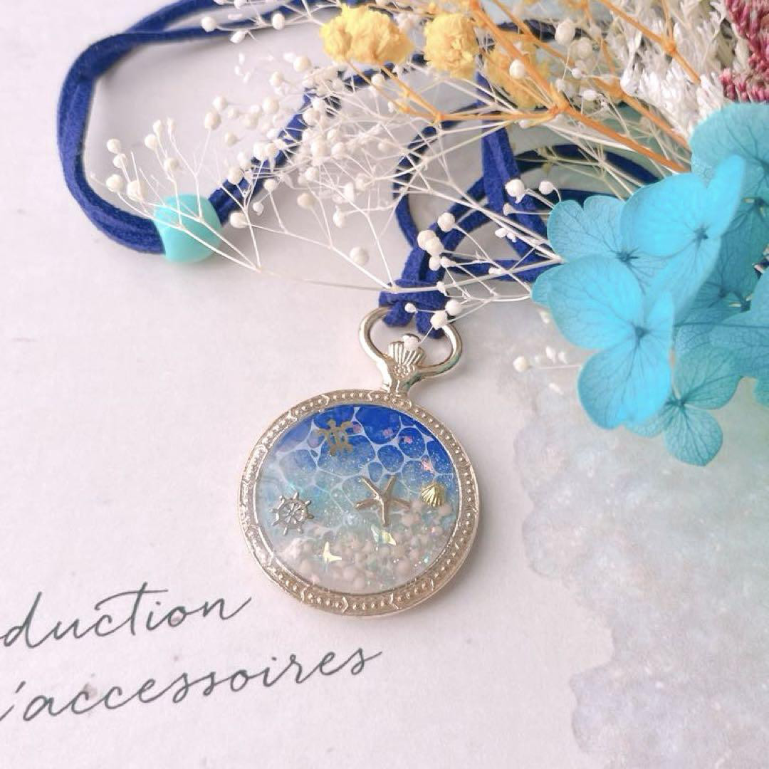 M266レジン ネックレス 夏色カラーフラワーアレンジ ムーン M266レジン