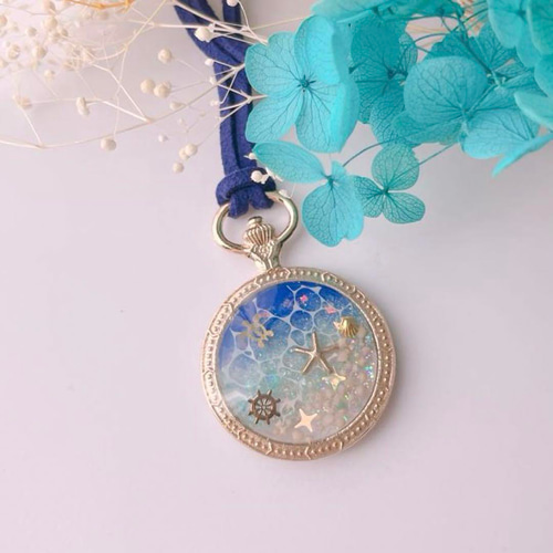 1603】レジン 海 ネックレス ペンダント ハンドメイド No.1607】UV