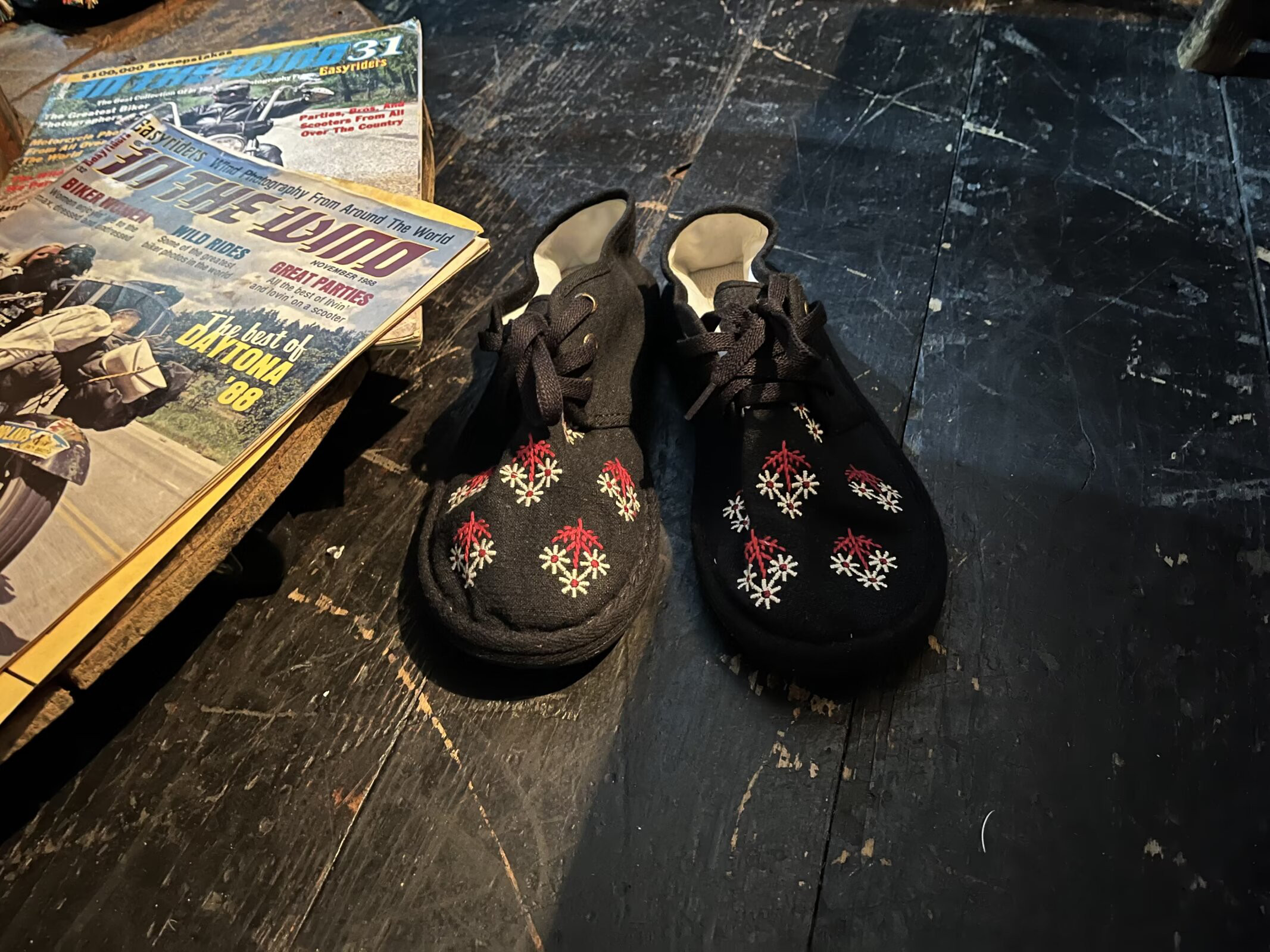 可愛い雪刺繍コットンシューズ