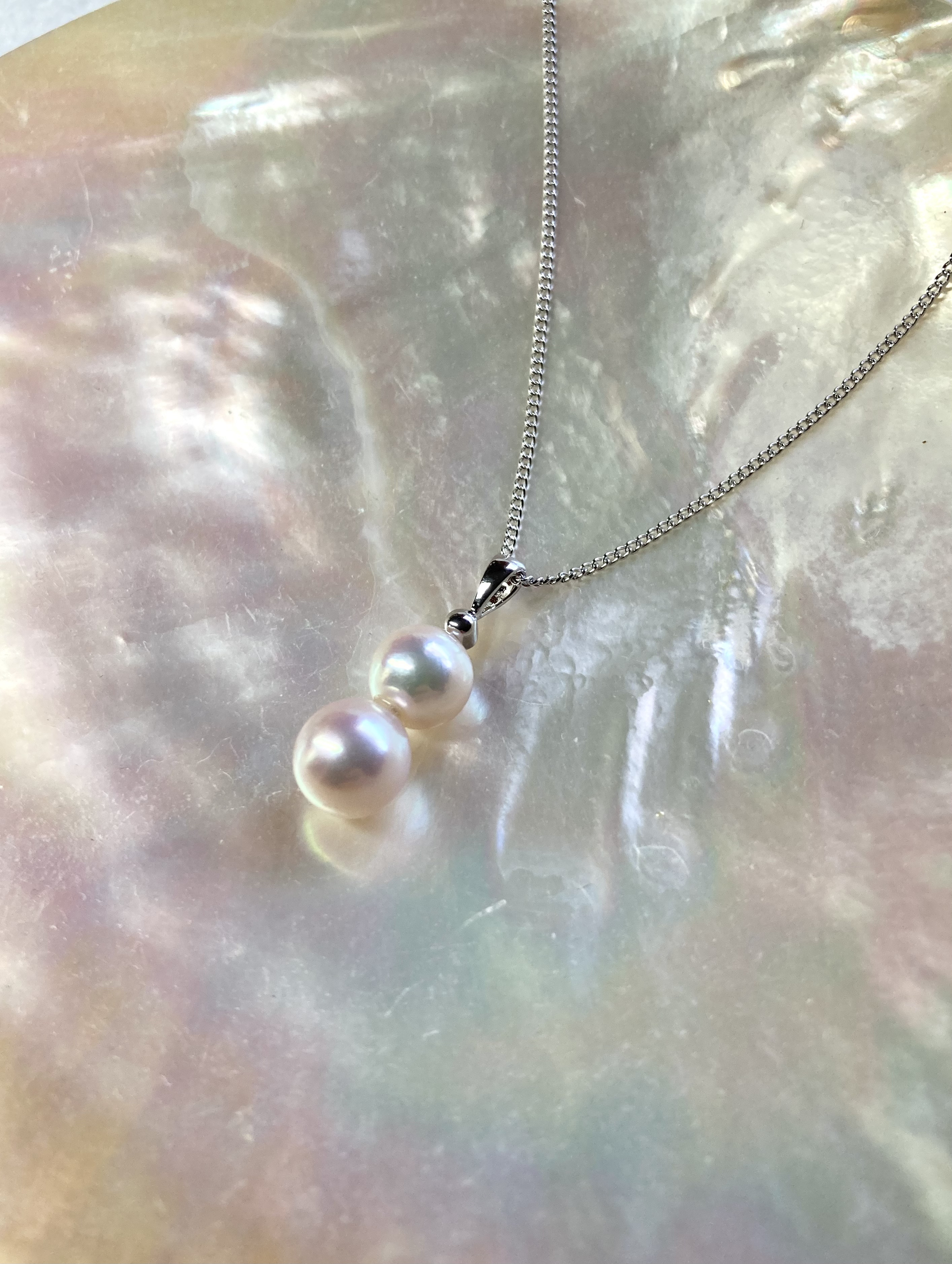 【SV925】ダブルパール　ネックレス（7.5mm8.5mm・あこや真珠）