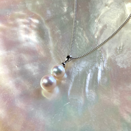 SV925】ダブルパール ネックレス（7.5mm8.5mm・あこや真珠