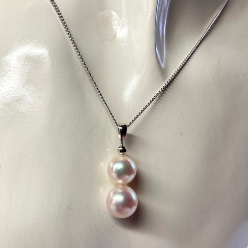 SV925】ダブルパール ネックレス（7.5mm8.5mm・あこや真珠