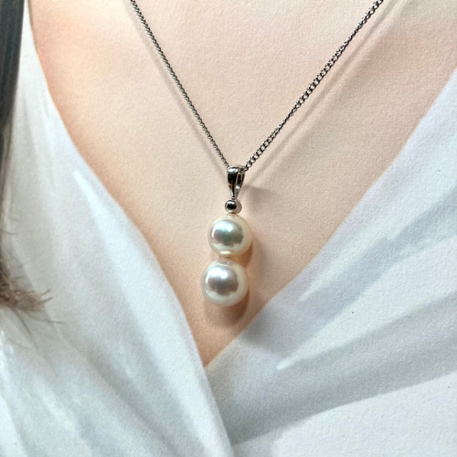 SV925】ダブルパール ネックレス（7.5mm8.5mm・あこや真珠