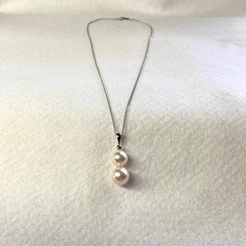 SV925】ダブルパール ネックレス（7.5mm8.5mm・あこや真珠