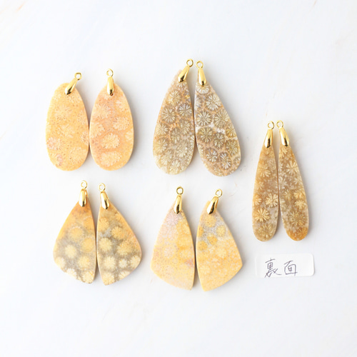 ＊＊COCO＊＊　14kgf お花畑フォッシルコーラル ピアス COCO＊＊様専用 14kgf お花畑フォッシルコーラル ピアス