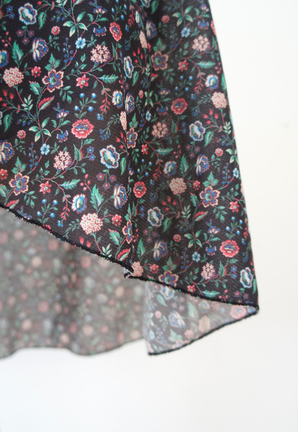 バレエ　ラップスカート[フラワー・ブラック52-122]W158Black flower mix 8枚目の画像