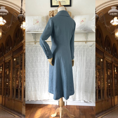 麗 美品✨️ルネ フレアワンピース 2way 白襟 リネン ベージュ 36 René
