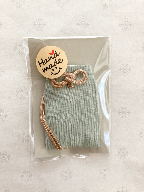 お守り袋　Mサイズ　ハーフリネン  デコレクションズ♡ふんわり裏地付き　送料無料 5枚目の画像