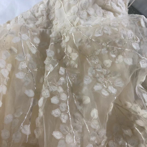 ウェディングドレス シャンパン色 3D立体レース刺繍 キャミソール  