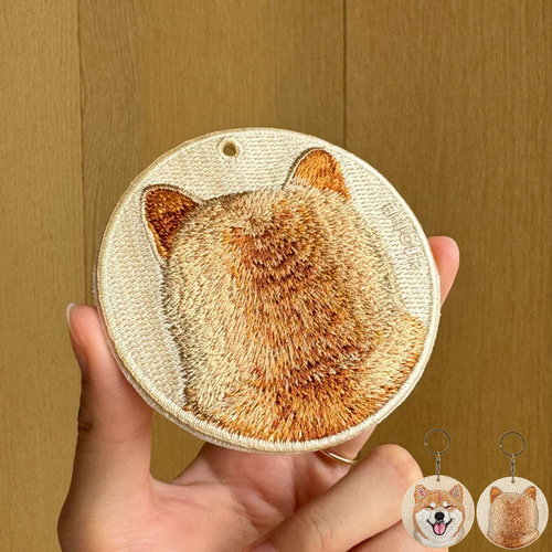 キーホルダー 刺繍 柴犬 しば 犬 アニマル 動物 キーチェーン