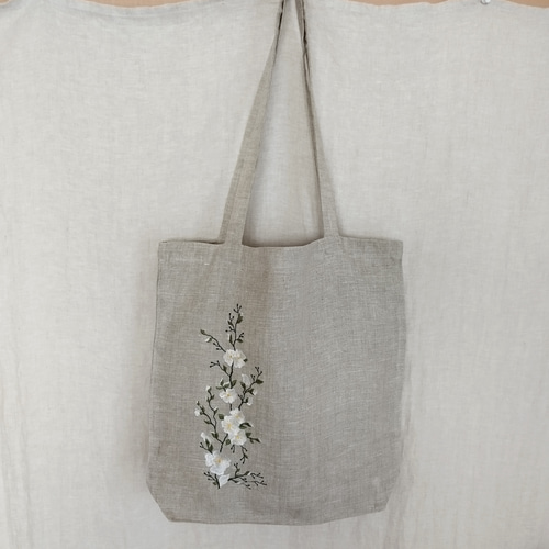 マチ広めでタップリはいる！ヴィンテージリネンのビッグトートバッグ