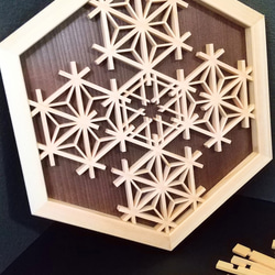 【専用】アイク様　飾り組子　４枚セット 木製 額 壁掛け 【組子額】(六角形) タペストリー・壁掛け みかん 通販