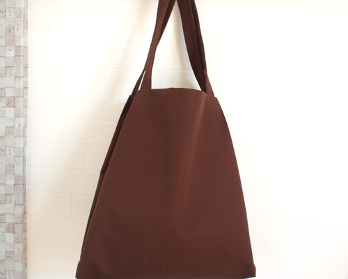 ブラウン⭐️持ち上げると形が決まる魔法のトートバッグ⭐️8号帆布