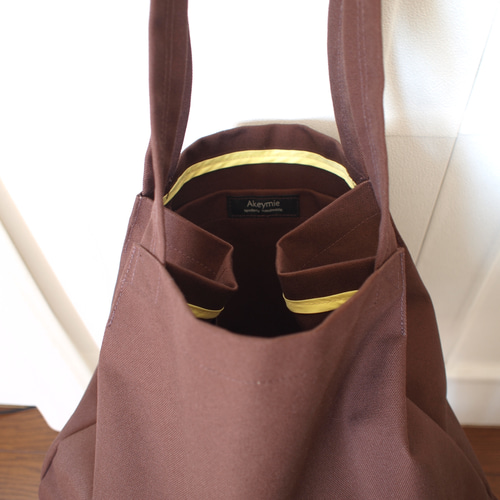 ブラウン⭐️持ち上げると形が決まる魔法のトートバッグ⭐️8号帆布