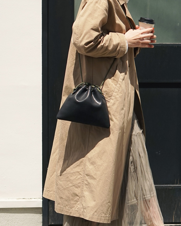 本革 巾着バッグ ［Virgo-ウィルゴ］【02_ブラック】 hoshinooto