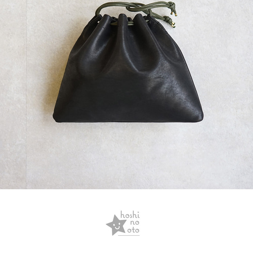 本革巾着バッグ LURAKU】Synthetic Leather Drawstring Bag/合皮レザー巾着