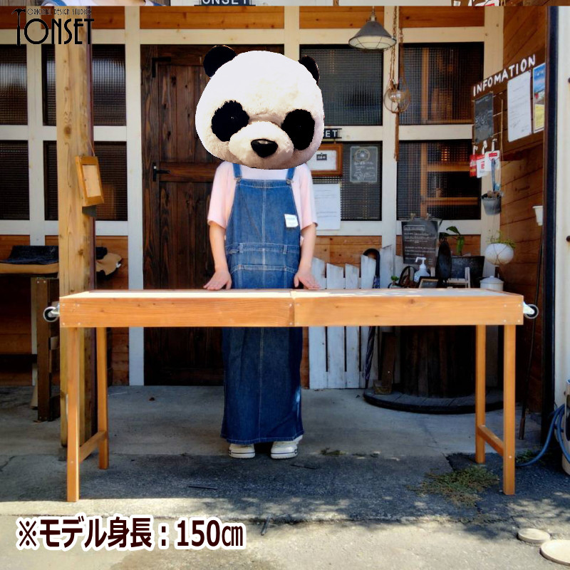 スーツケース風木製折り畳みデスク什器 オークcol.