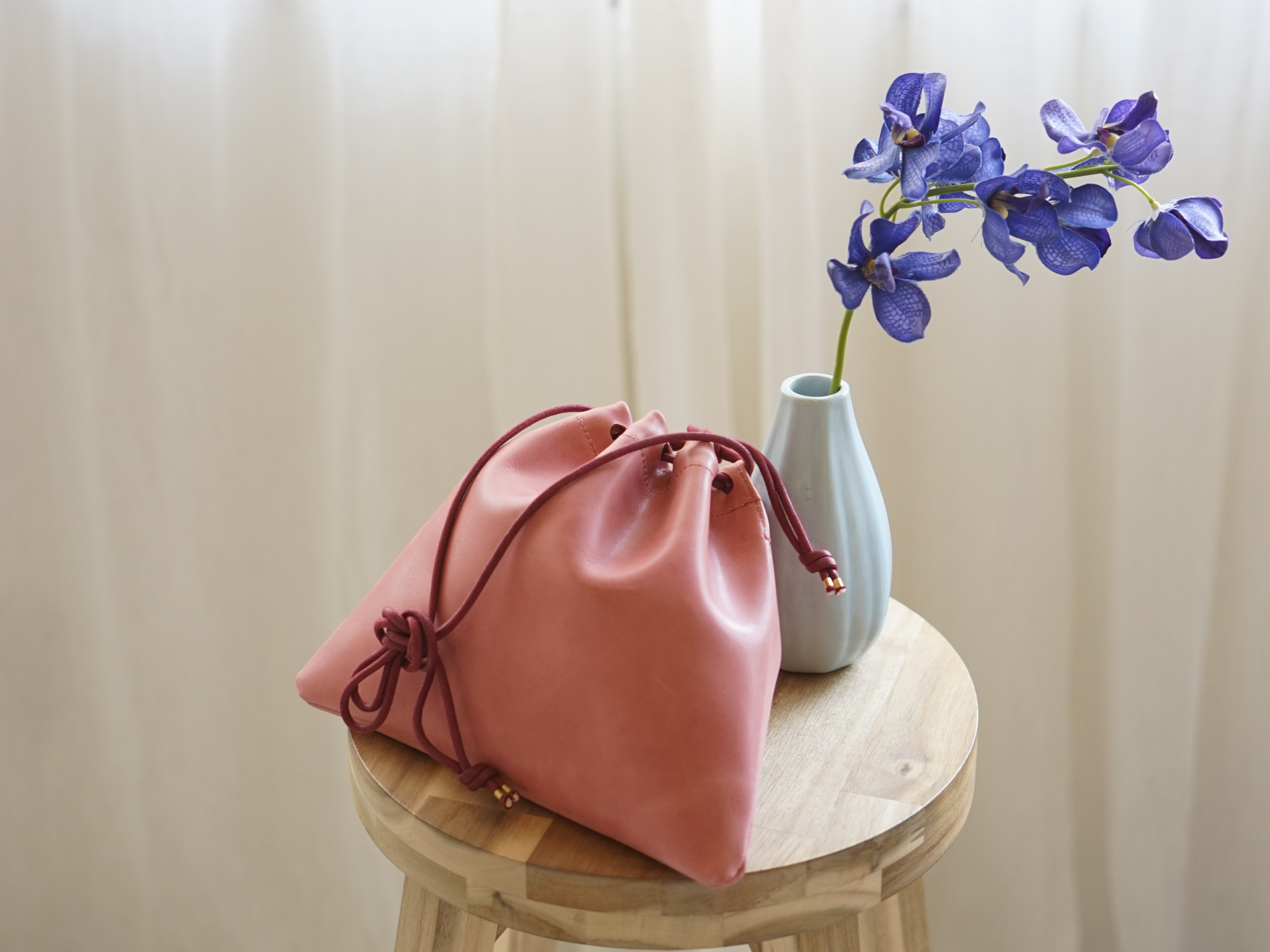 本革 巾着バッグ ［Virgo-ウィルゴ］【03_ローズピンク】 hoshinooto ショルダーバッグ