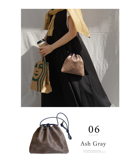 本革 巾着バッグ ［Virgo-ウィルゴ］【05_シアン】 hoshinooto ショルダーバッグ 13枚目の画像