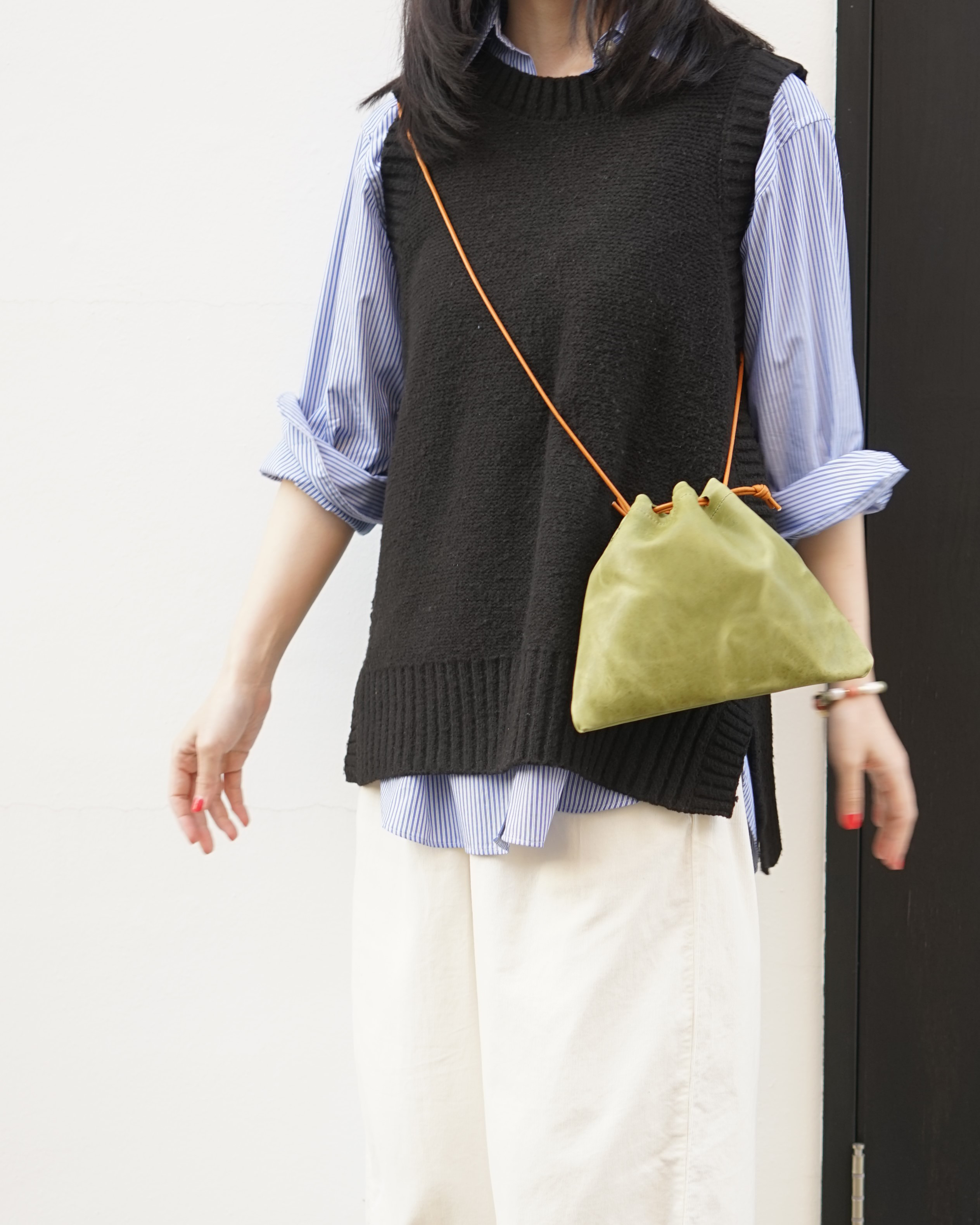 本革 巾着バッグ ［Virgo-ウィルゴ］【07_リーフグリーン】 hoshinooto ショルダーバッグ