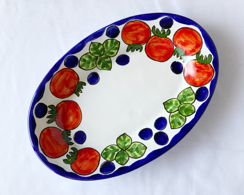 オーバル皿 26cm OVL061 野菜 マヨリカ焼き イタリア陶器 長皿
